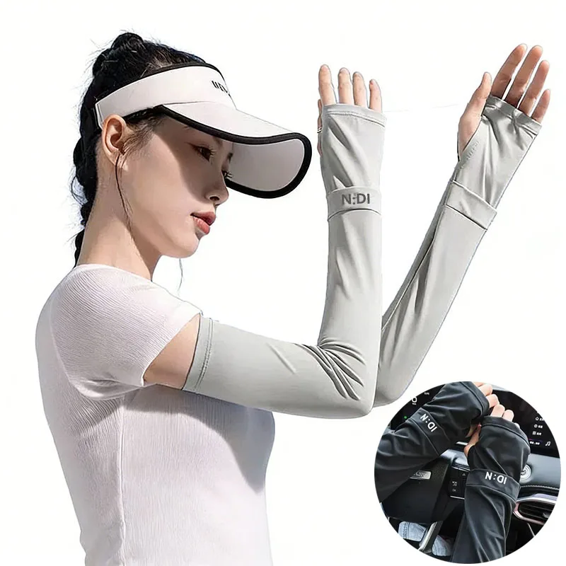Summer Breathable Ice Silk Arm Sleeves Loose Fit Sun UV Protection Cooling Arm Cover For Men Outdoor Cycling Driving Sports