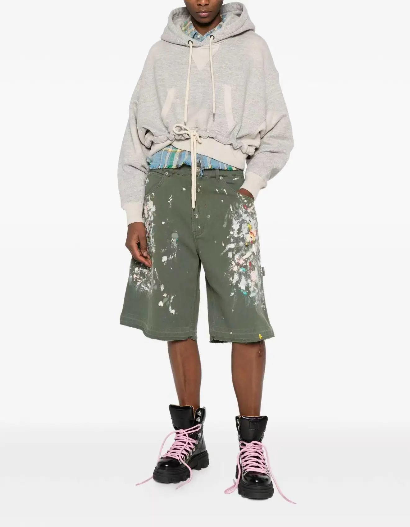 Gallery Dept Ink Splashed Green Shorts