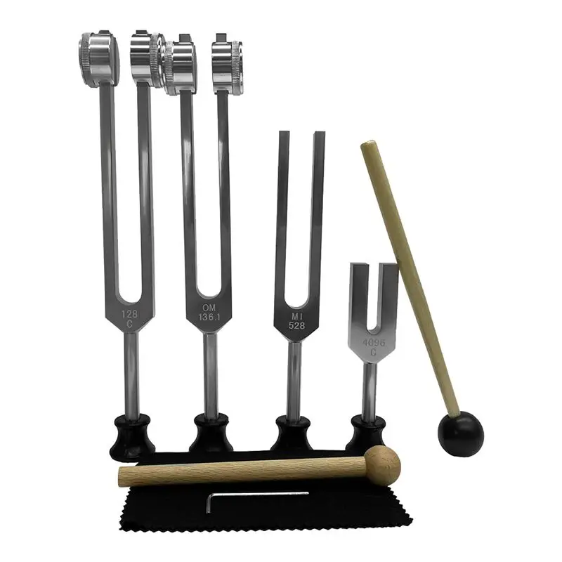 ABST 4Pcs Tuning Fork Set (4096C, MI528, 128C, OM136.1) for ,for Chakra,Sound Therapy,Reliever Stress