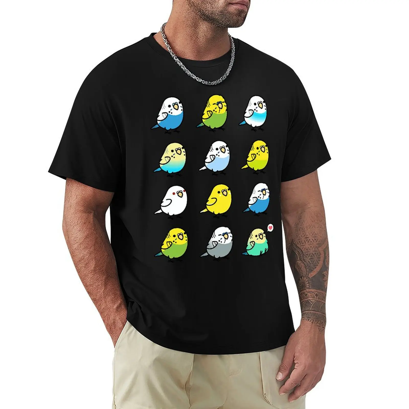 

Chubby Budgies T Shirt Harajuku Short Sleeve T-shirt 100% Cotton Graphics Tshirt Tops