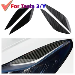 Car Front Headlight Eyebrow Eyelid Lid Trim Lamp Cover Sticker for Tesla Model 3 Model Y 2017-2023 Accessories ABS