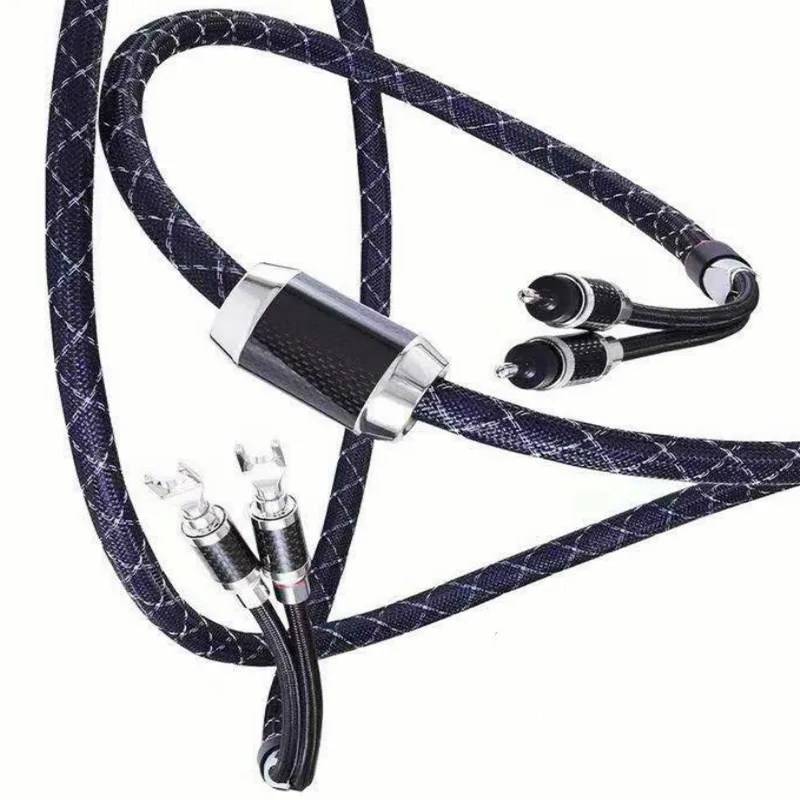 New Top-of-the-line NanoFlux HiFi Audio Speaker Cable with Carbon Fibre Banana Plug / Spade Plug