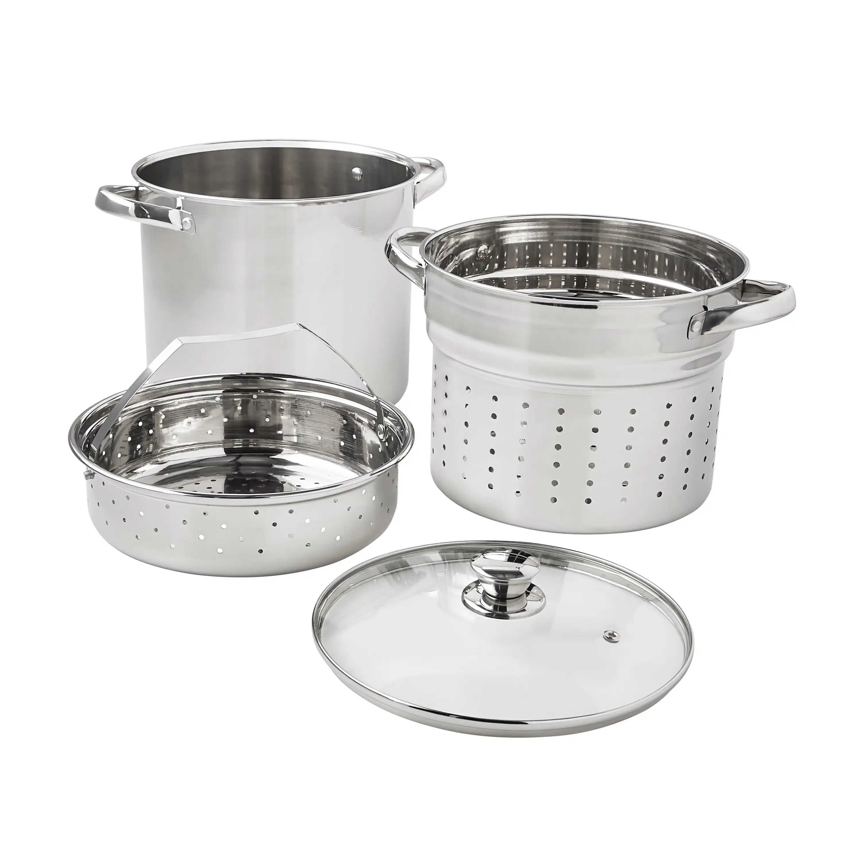 

4-Piece Stainless Steel 8-Quart Multi-Cooker with Glass Lid