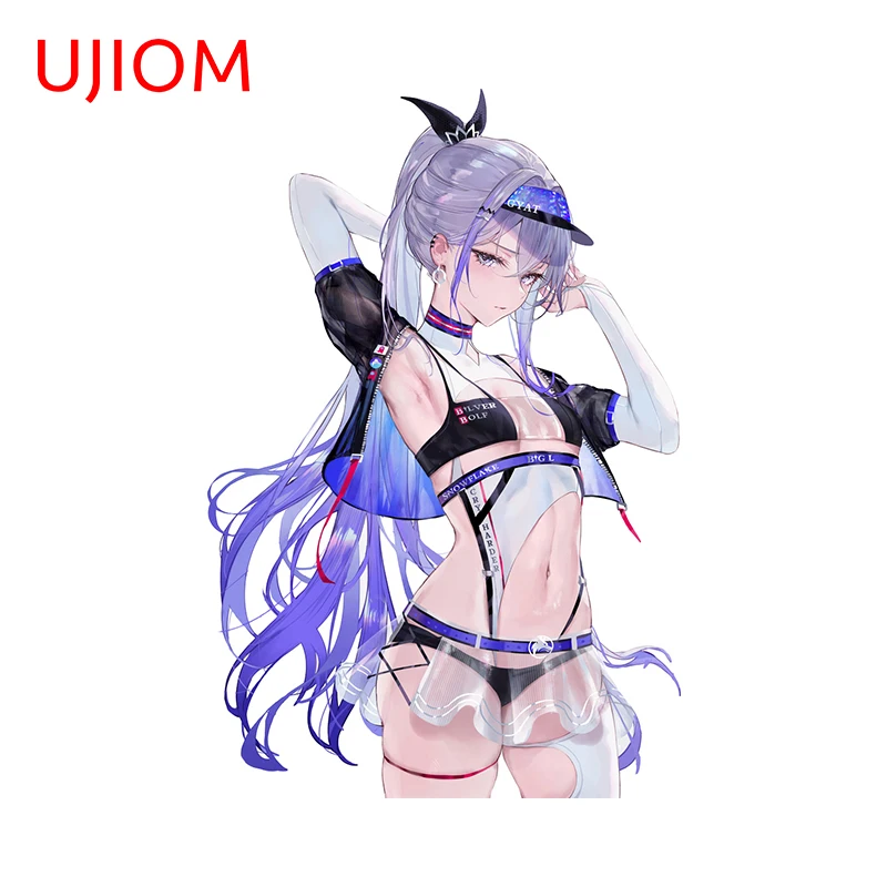 UJIOM 13cm X 8.7cm Summer Style Sliver Wolf Wall Sticker Personality Swimsuit Amusing Bathroom Murals Decals Nice Home Decor