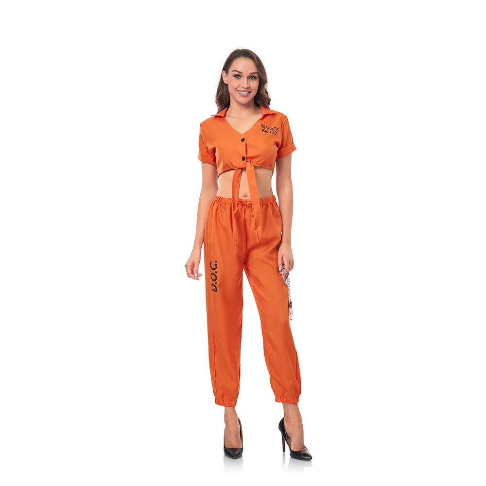 

Orange Sexy Prisoner Costume Women Halloween Masquerade Party Classic Role Play Game Cosplay Fancy Dress