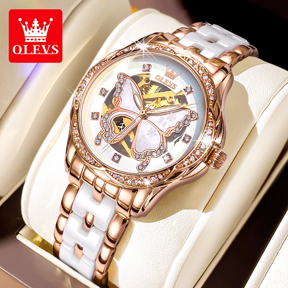 OLEVS 6622 レディース腕時計 エレガント 高級 機械式時計 スケール 防水 夜光 自動巻き 日付表示 レディース腕時計 ギフトボックス入り