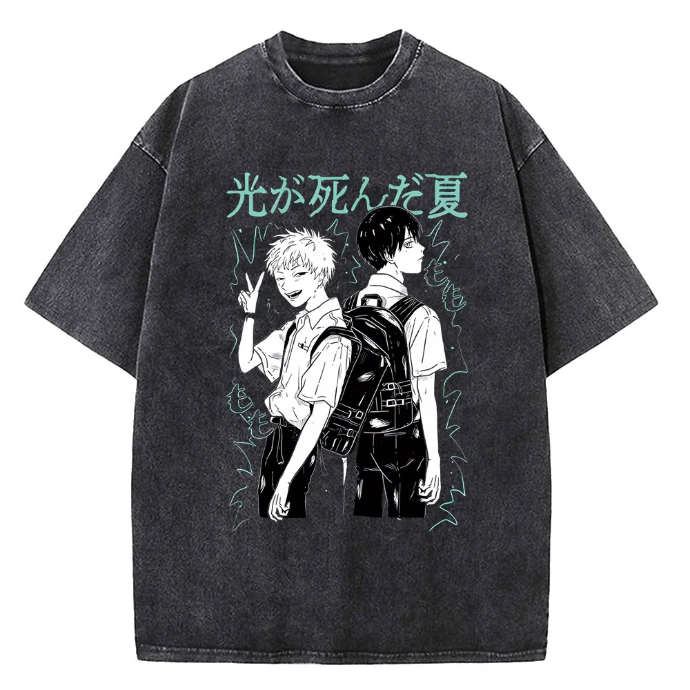 The Summer Hikaru Died T-Shirt Men Washed T-Shirts Trendy Cool Summer Tee Shirt Streetwear Design Cotton Clothes Birthday Gift