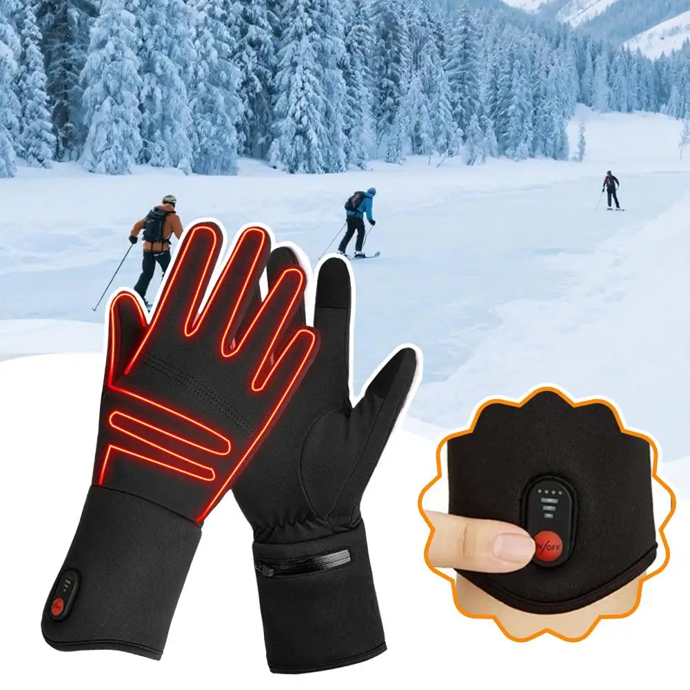 

Electric Heated Gloves For Winter Sports 6-Hour Heat With 3 Setting Touchscreen Gloves Infrared Warmth For Skiing Cycling Hiking