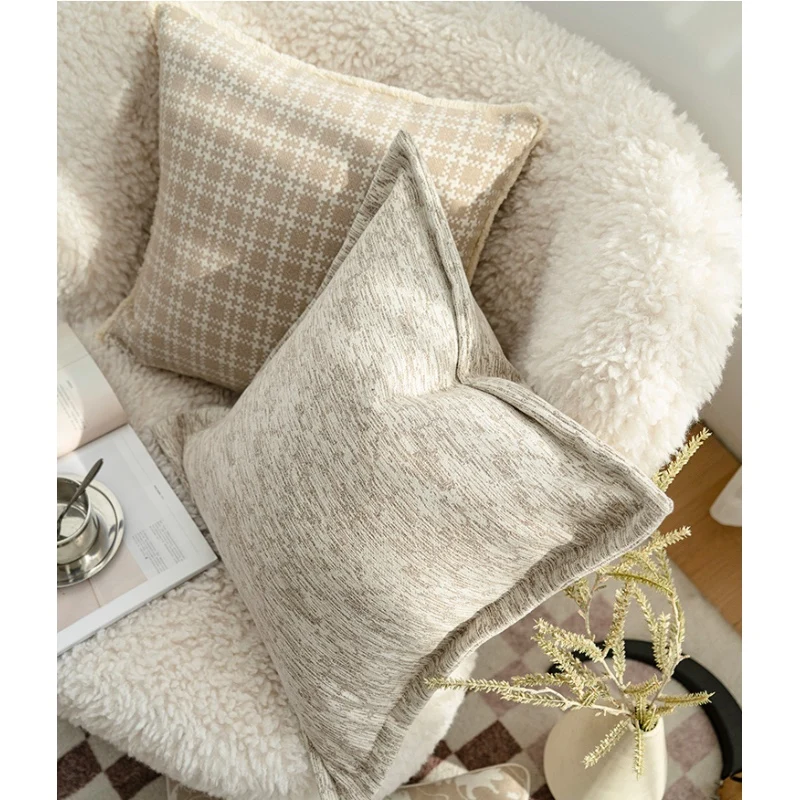 DUNXDECO Soft Ivory Warm House Modern Check Geometric Cushion Cover Decorative Pillow Case Art Home Sofa Chair Bed Coussin