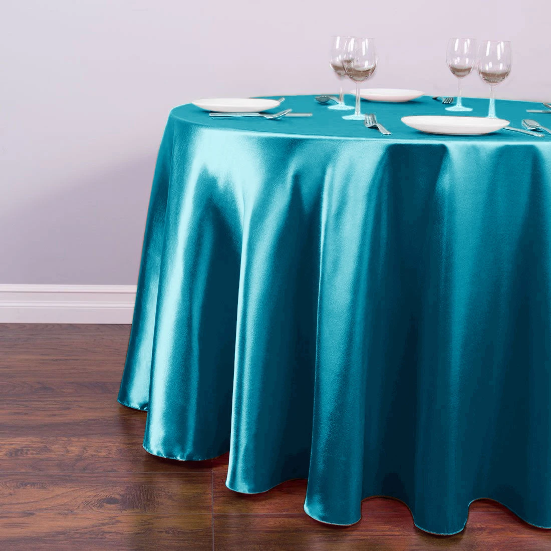 Round Satin Tablecloths Overlay Cover Bright Smooth Fabric table cloth for Wedding Party Restaurant Banquet Decorations