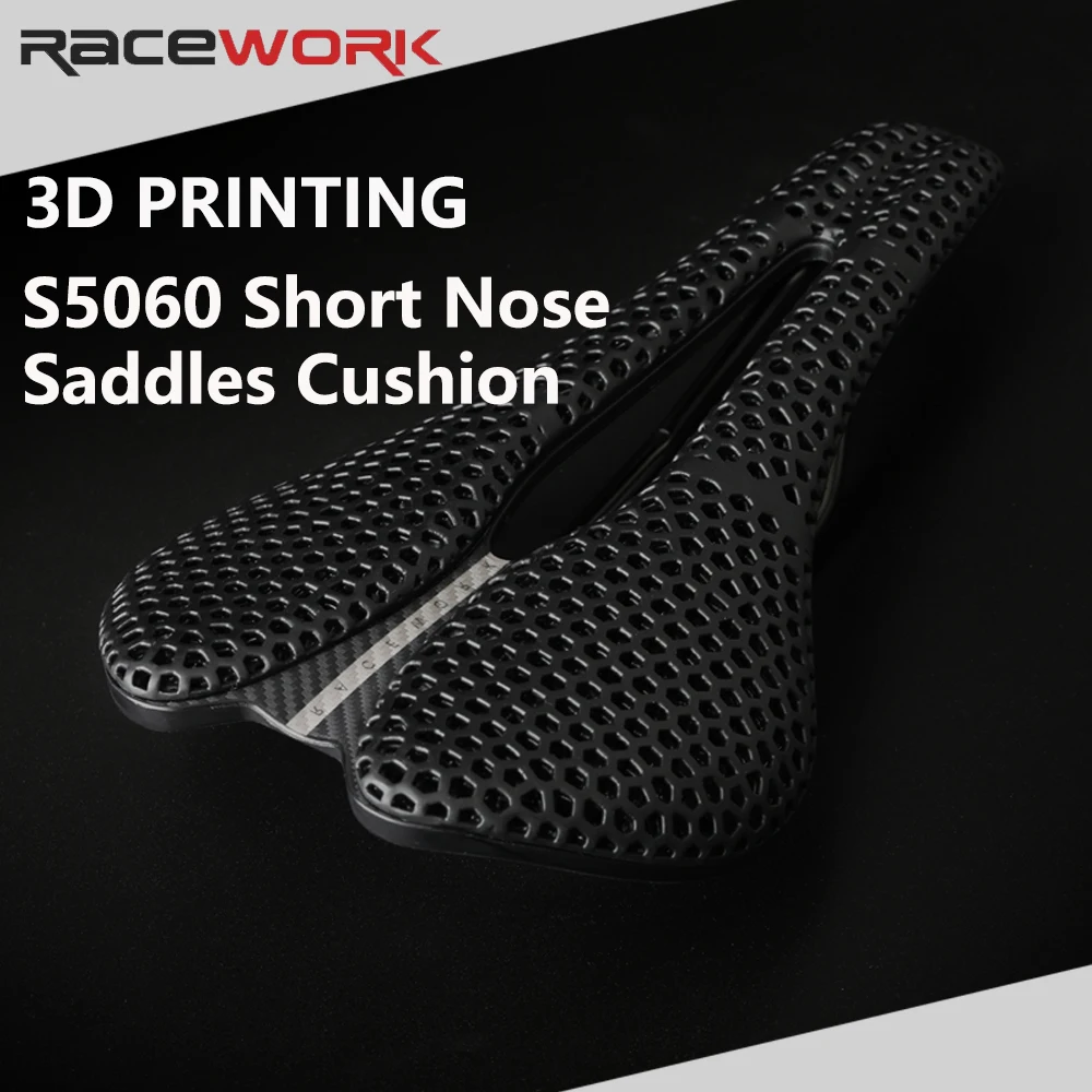 RACEWORK 3D-gedruckter Fahrradsattel mit kurzer Nase, 250 x 150 mm, für Rennrad, MTB, Kies, Fahrradsitz, Teile, ultraleichter, atmungsaktiver Fahrradsattel – Detail 1