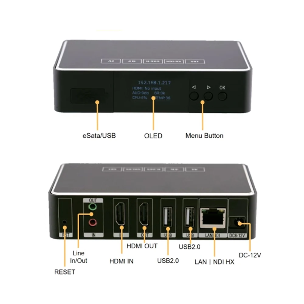 Link Pi ENC1-V3 HDMI-encoder NDI-decoder 4K 1080P SRT RTSP/RTMP/HTTP/HLS H265 8GB eMmc Live-uitzending Ondersteuning YouTube, Facebook