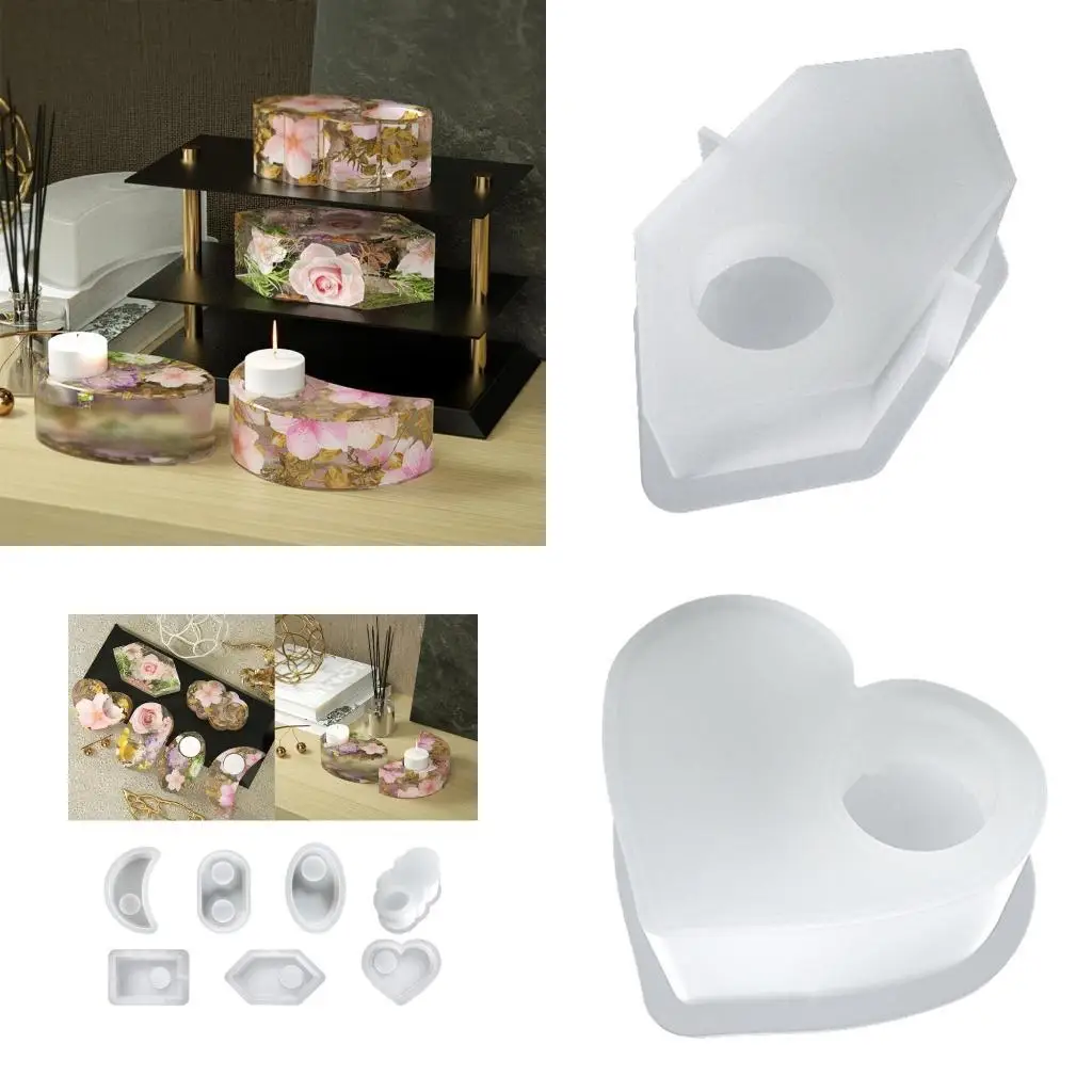J78F فريد الشمعدان الراتنج قالب Tealight شمعة حامل الراتنج سيليكون قوالب DIY شمعة لحالة الايبوكسي الراتنج الصب العفن