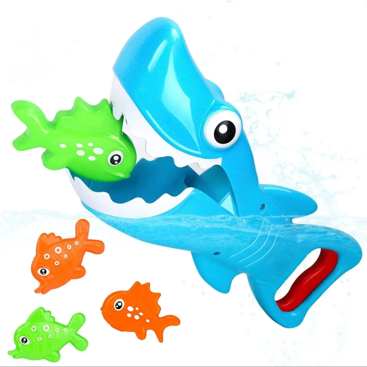 

Action Include 4 Floating Fish,Pool Bathroom Bath Game for Toddler Infant gift Shark Grabber Baby Bathtub Toy with Teeth Biting