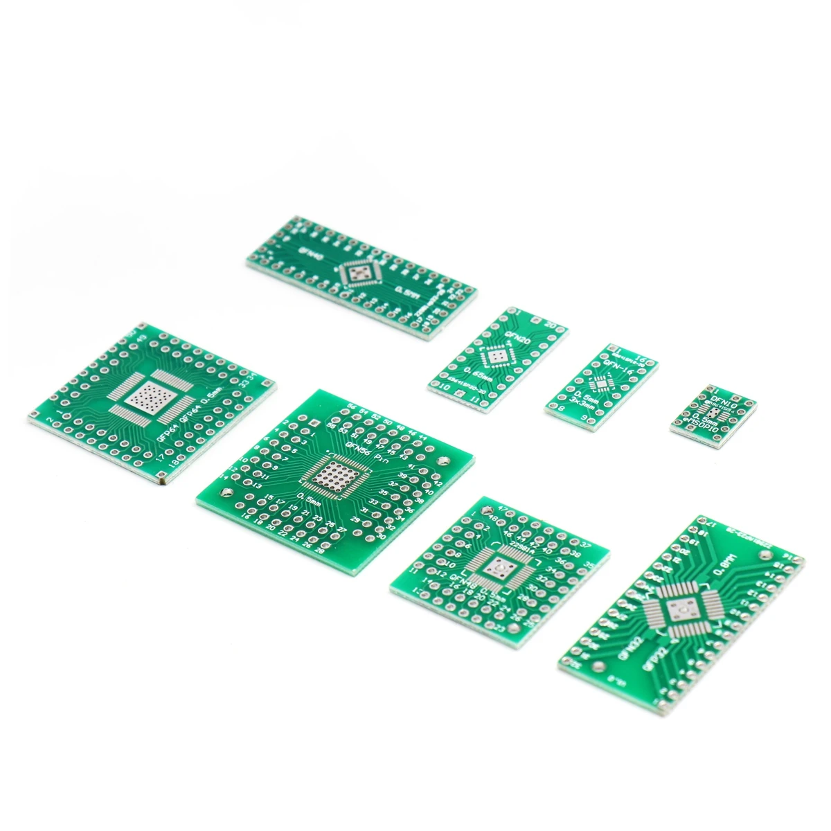 Placa adaptadora QFN10 QFN16 QFN20 QFN32 QFN44 QFN56 QFN64 a placa PCB de prueba SMT de 0,5mm 0,65mm 0,8mm 10 piezas