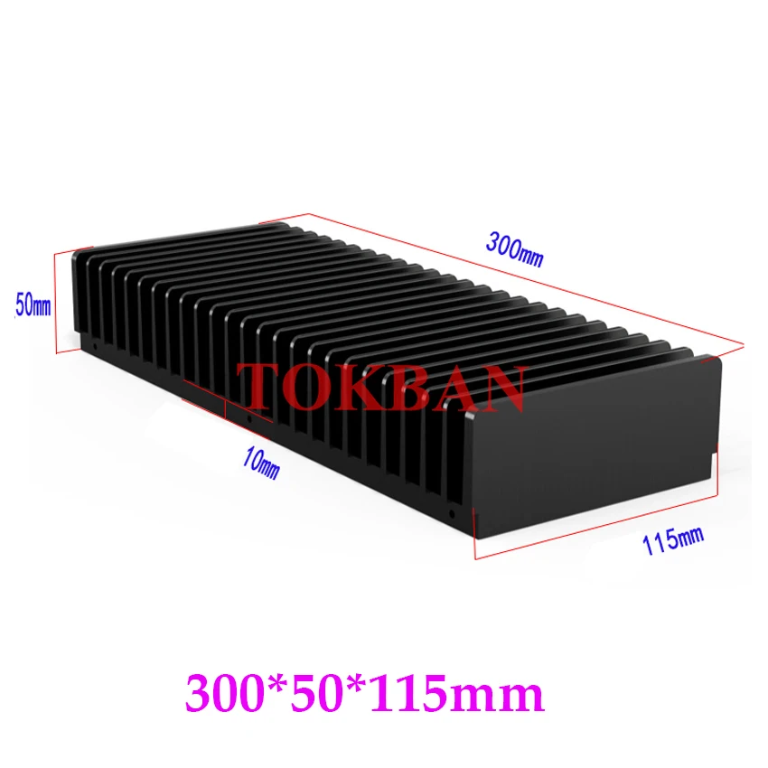 Tokban Audio 1 Pcs 300*50*67/85/90/115mm All Aluminum Class A Power Amplifier Heat Sink for Diy Amplifier Audio Accessories