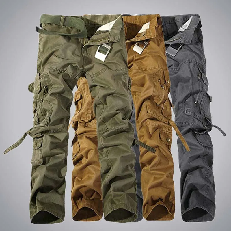 

Multi-pocket Cargo Pants Men Autumn Military Style Solid Washed Work Trousers Mens Cotton Loose High Quality Tactical Army Pant