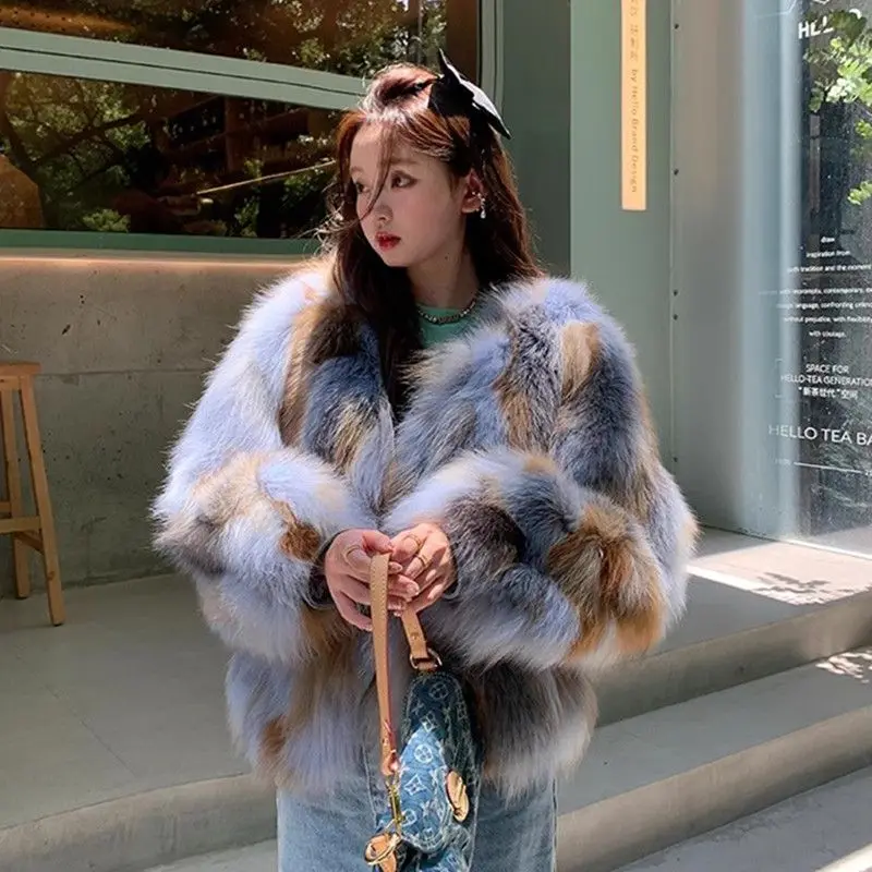 Winter New Environmentally Friendly Fox Hair Thin Young Fur Jacket Women's Short Imitation Sun Fox Temperament Commuter Fluff