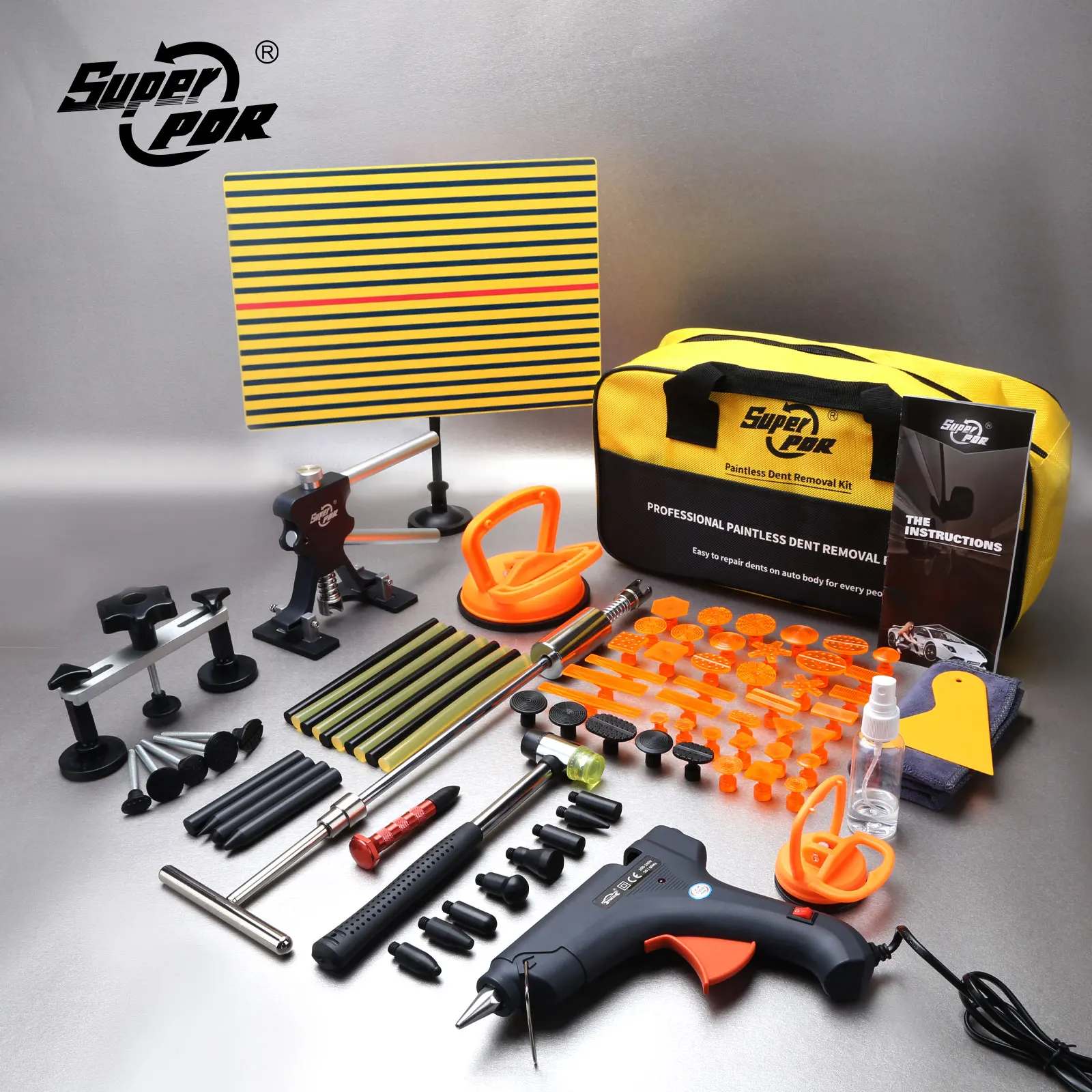 

Super PDR Car Dent Repair Paintless Kit Dent Puller T-bar Puller for Repair Work of Big Dents Creases and Hail Damage Tool Kits