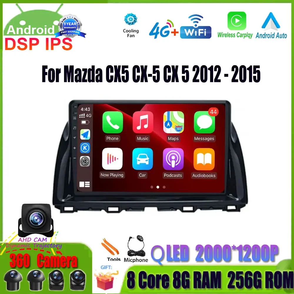 

10.1" For Mazda CX5 CX-5 CX 5 2012 - 2015 Android 14 Car Video Multiemdia Player Radio Carplay GPS Navigation BT WIFI 4G Lte