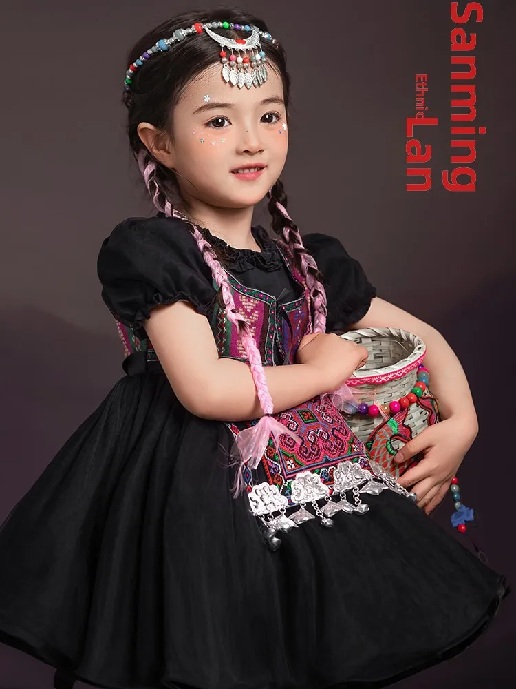 

2026 New Ethnic Costume Children's Girls Miao Eth Performance Clothing Guangxi San Yue San Minori Outfit Children's F...