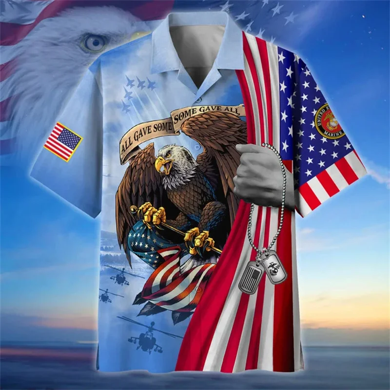 Summer New 3D UNITED STATES Soldiers Veterans Armys Print Shirts Kid Fashion Short Shirts For Men Women Vintage Hawaiian Clothes