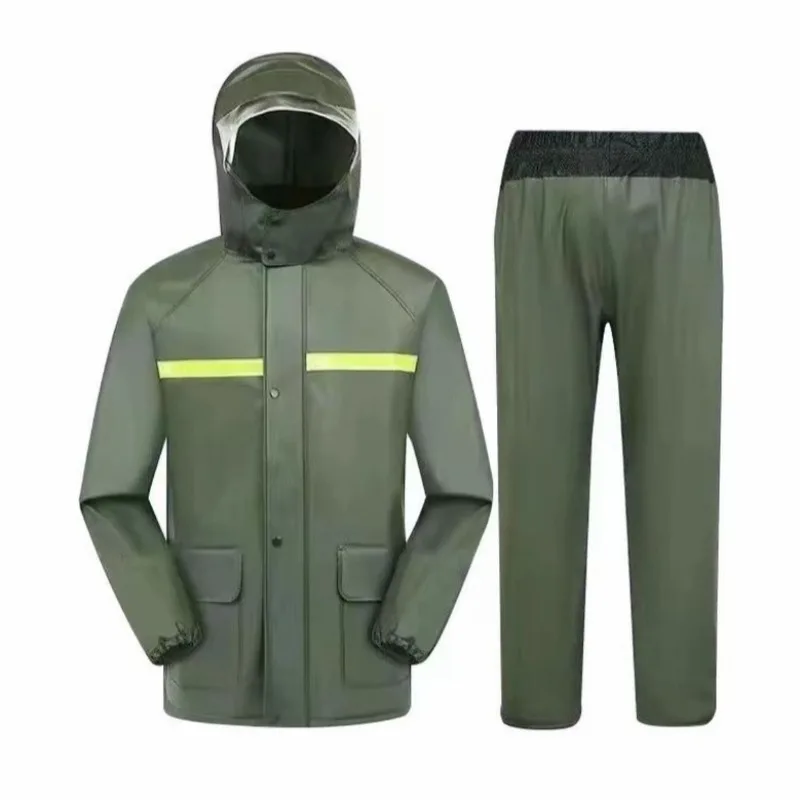 Knitted Fabric Split Raincoat Suit Fishing Motorcycle Riding Reflective Full Body Rainstorm Proof Adult Raincoat Rain Pants Suit