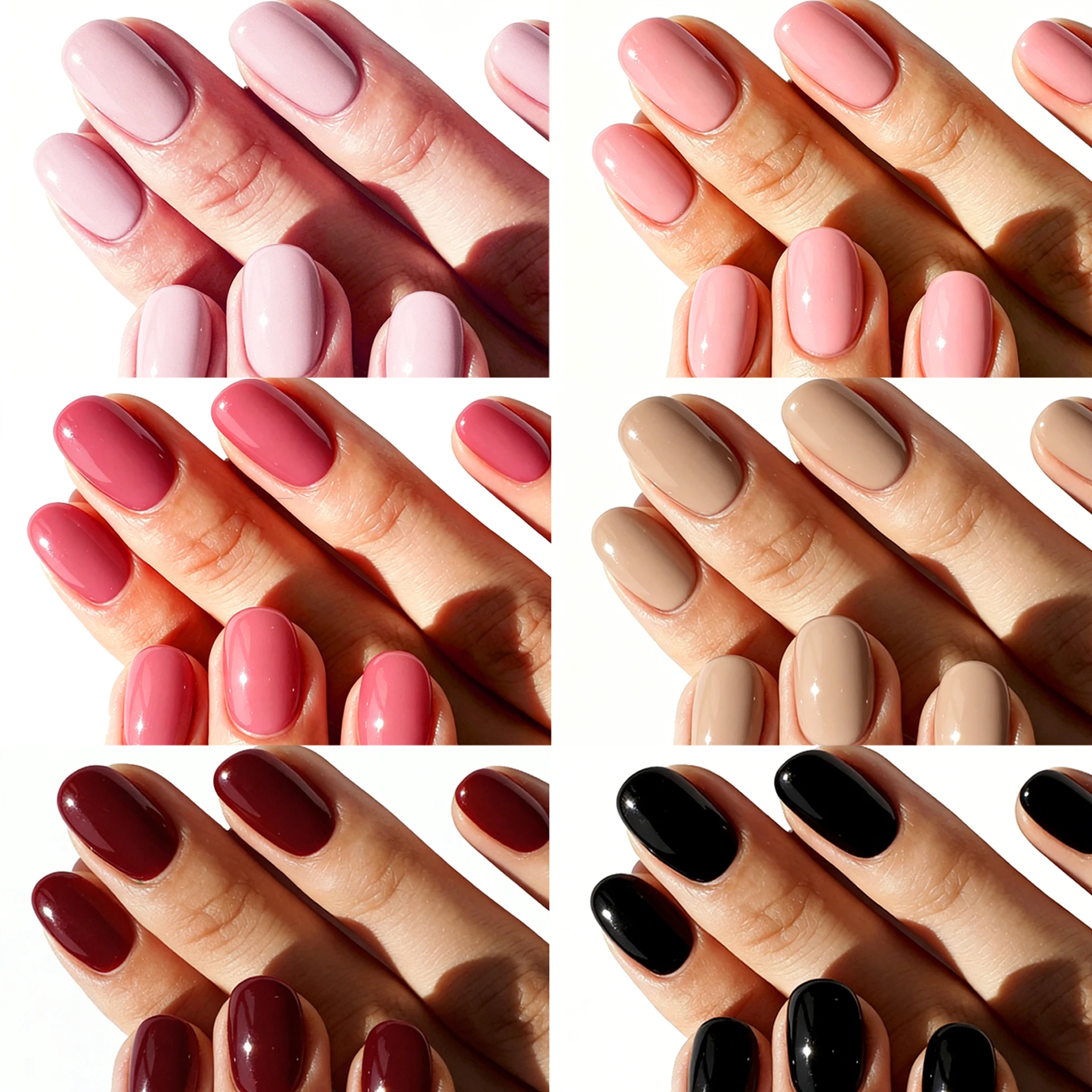 144 Stück kurze ovale Press-On-Nägel, einfarbig, vorgefärbt, weiche Gel-Kunstnägel, vollständige Abdeckung, glänzende künstliche Nagelspitzen, 6 Farben gemischt – Detail 2