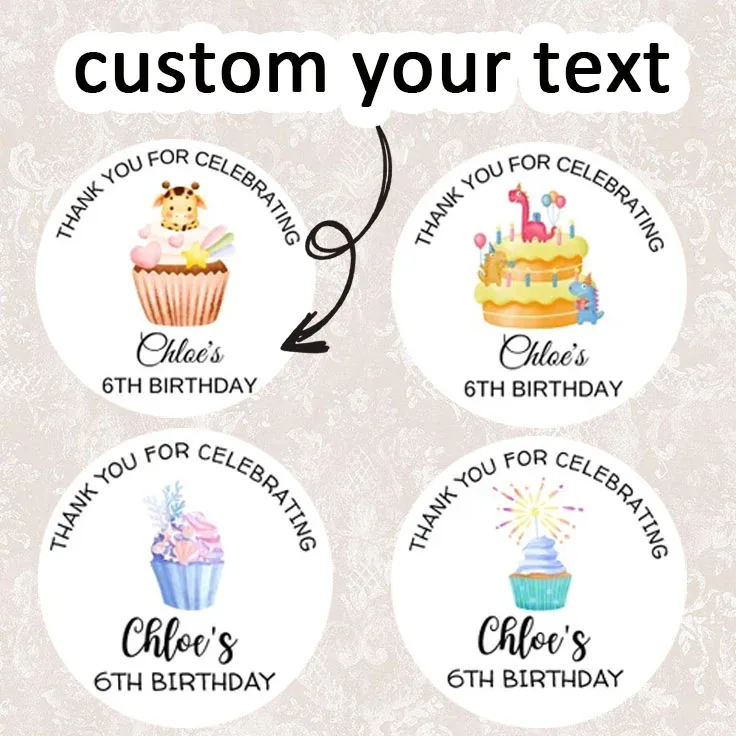

90pcs personalized name and birthday stickers (for baptism, parties, and gift wrapping)