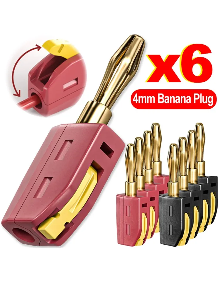 1-6PCS Tragbare 32A 4mm Bananen Stecker Solderless Quick Connect Hohe Strom Vergoldete Anschlüsse audio Kupfer Lautsprecher Verstärker – Detail 2