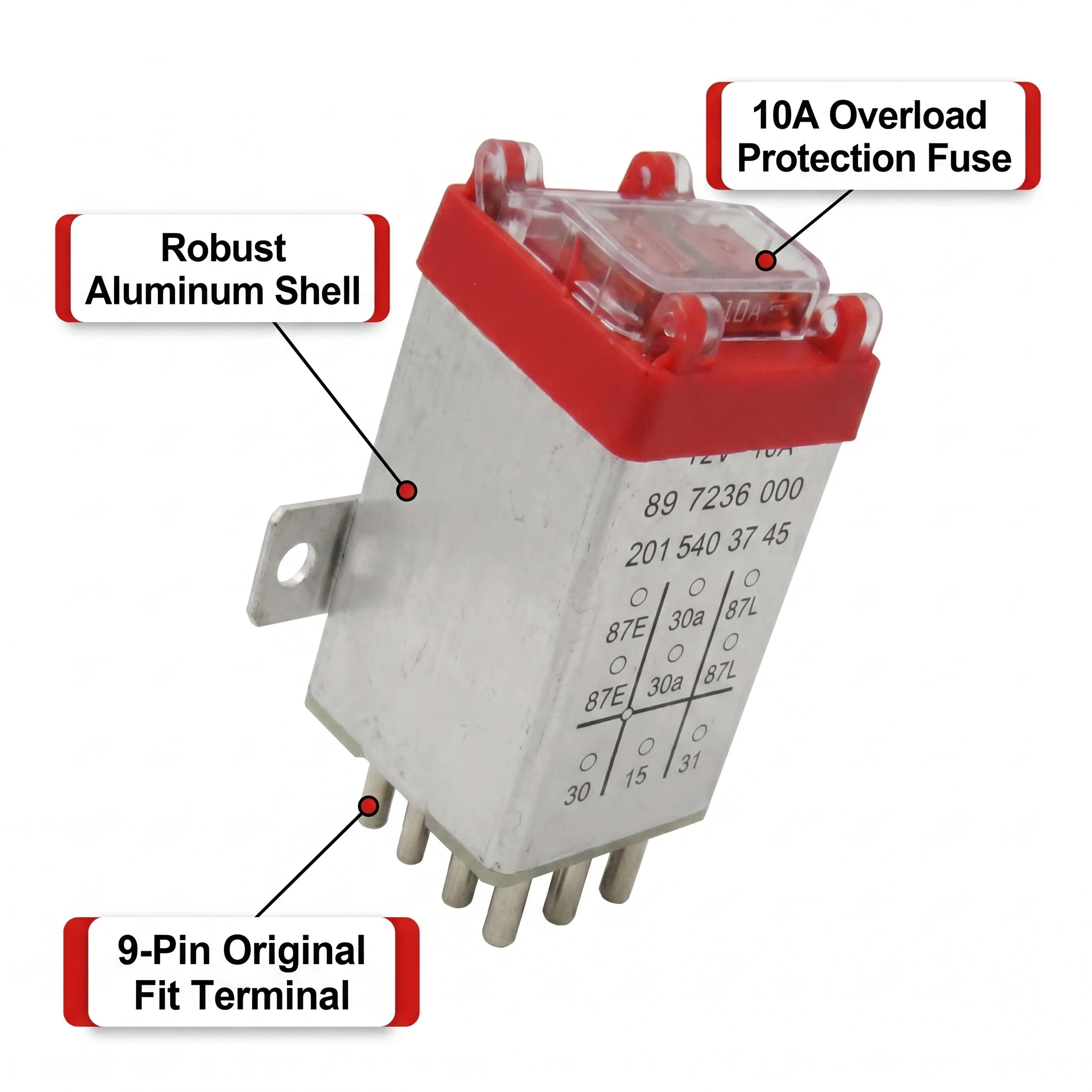12V 9-Pin Overvoltage Protection OVP Relay 10A Fuse for Mercedes Benz W124 W201 W126 R107 R129 190E E300 300E Part 2015403745