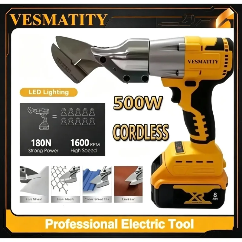 20V Brushless Cordless Sheet Metal Shears 1.5mm for Stainless Steel Metal Cutter Power Tools for 18V Battery Platform Bare Tool