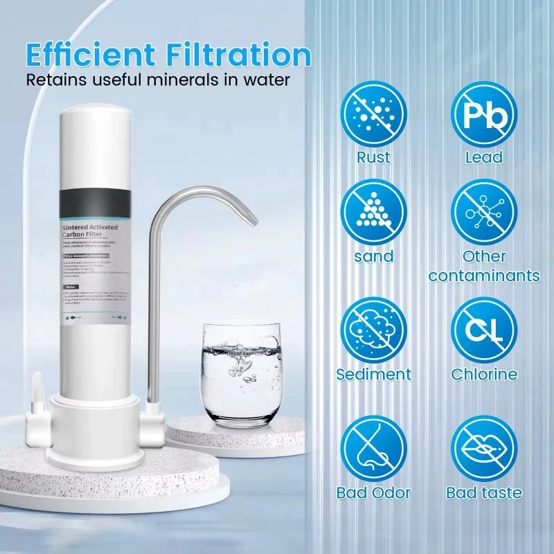 Portable Instant Installation Countertop Water Purifier with Faucet Activated Carbon Filter for Direct Tap Water Filtration