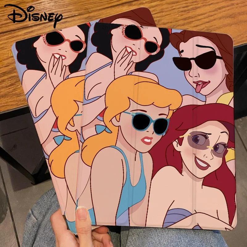 Disney Princess Cartoon Beauty Ipad Case Pro 2022 2021 12.9 11 Inch Three Fold Cover 10.2 Inch Ipad 2018 2019 Mini6 Air5 Shell