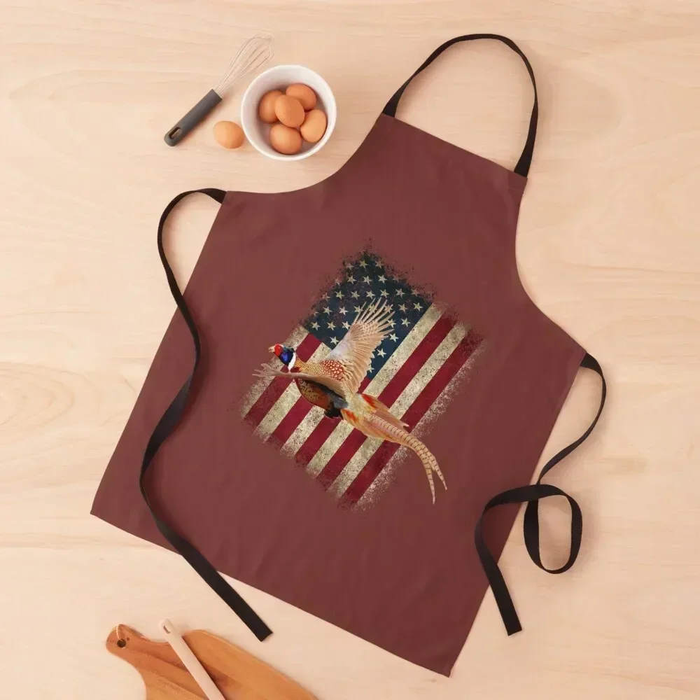 

Minimalist Pheasant Hunting Design for Pheasant Hunters, Patriotic Pheasant Apron christmas Apron