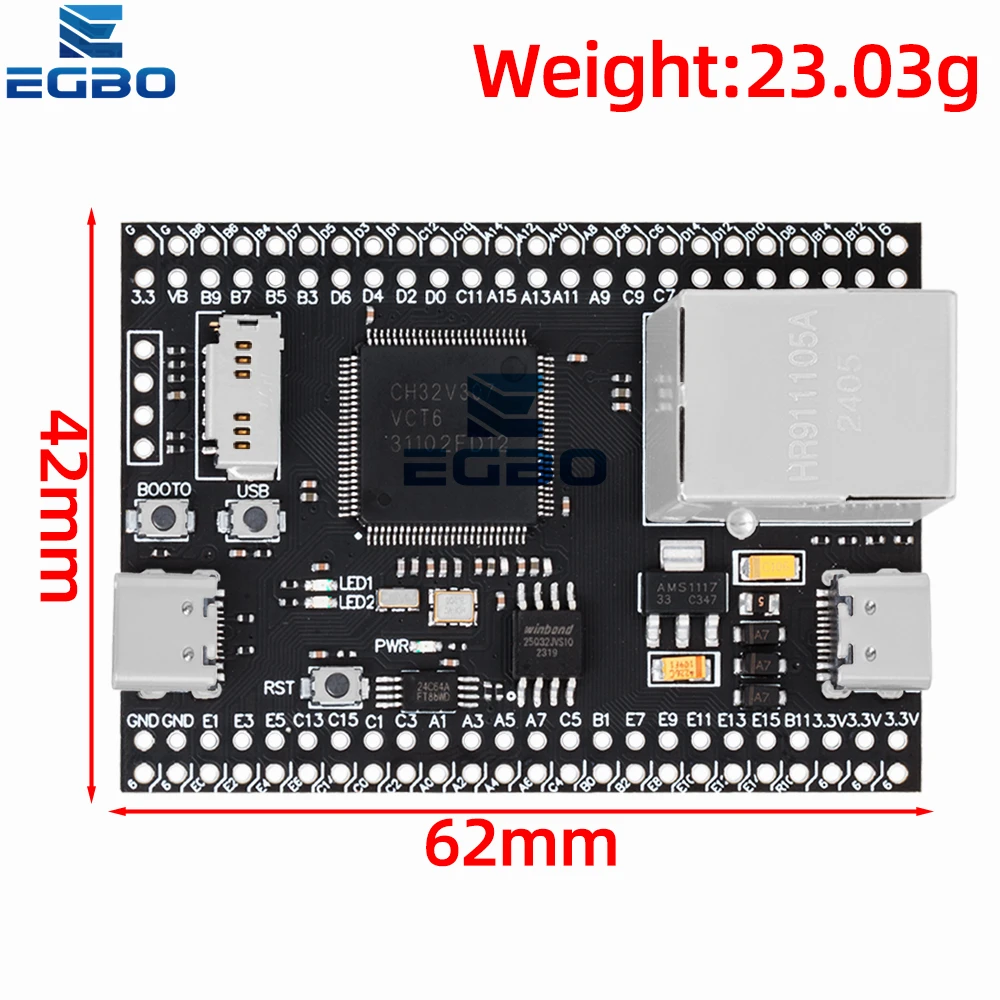 لوحة تطوير ch32v30vCT6 ، دعم 7core ، RT-على متن الطائرة ، وحدات تحكم RISCV 32 بت ، اردوينو ،