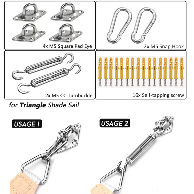 24pcs 304 stainless steel accessories for sunshade sail buckles and screws accessory for shade cloth installation