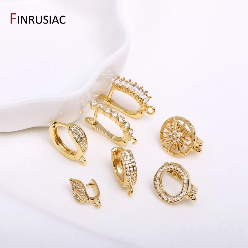 Earring Making Supplies Gold Plated Zircon Earring Hooks DIY Women Earring Jewelry Making Accessories Wholesale