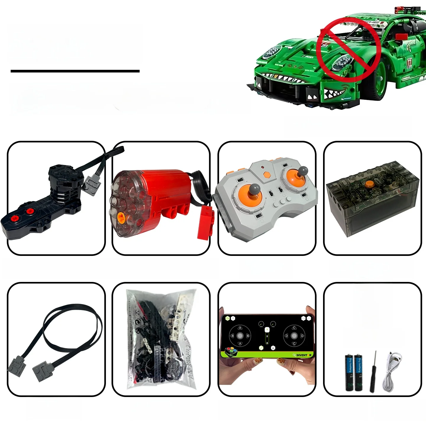 mecanisme-de-modification-du-groupe-d'alimentation-de-voiture-de-course-verte-911gt3-telecommande-compatible-avec-les-accessoires-42224