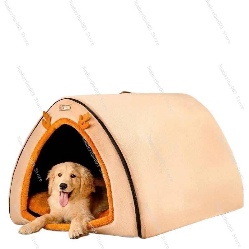 

Kennel Autumn and Winter Warm Large Dog Winter House Removable and Washable Closed Bed House Villa Cat Nest Pet Tent Accessories