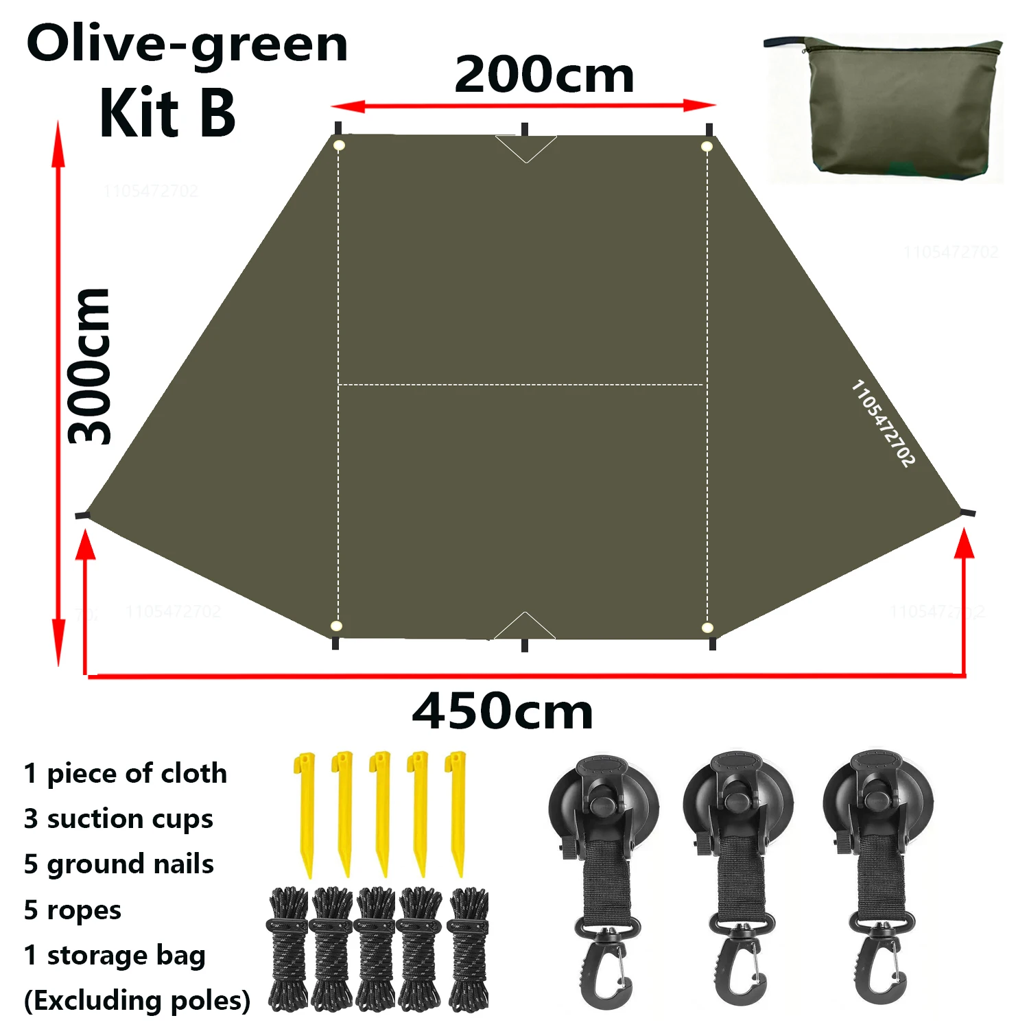 Sonnenschutz-Zelt für Auto-Seitenwand in Fledermausform, Silberbeschichtetes Wasserdichtes Tuch, Wasserdicht, für Outdoor-Camping, SUV-Box-Typ Auto-Heckabdeckung – Detail 17