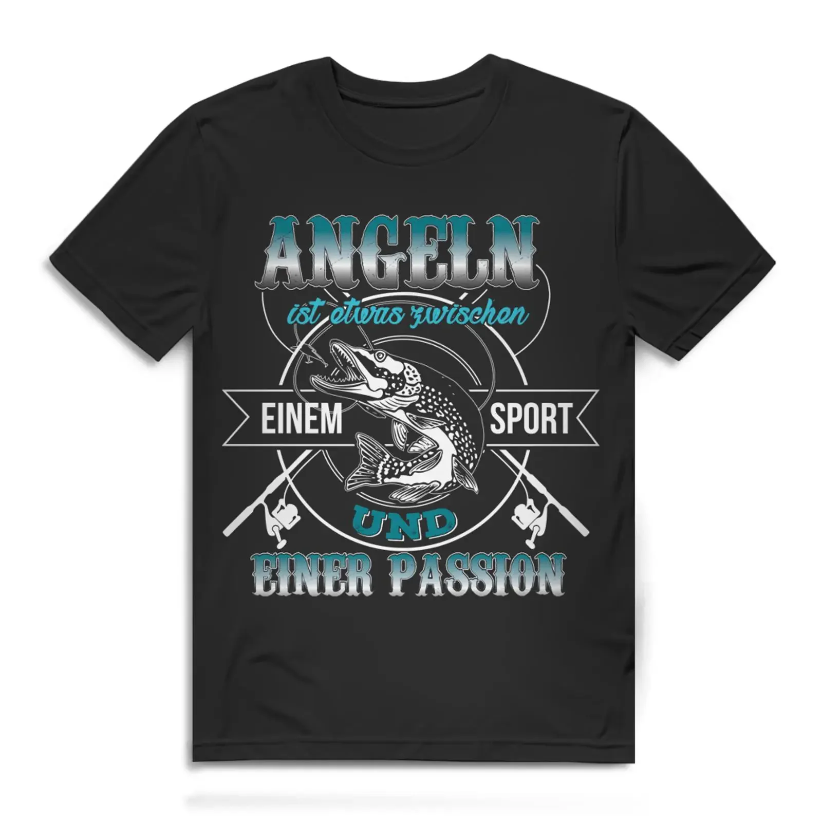 Men's T shirt Fishing is something between sport and passion Organic Cotton Black vintage Washed streetwear designer clothes