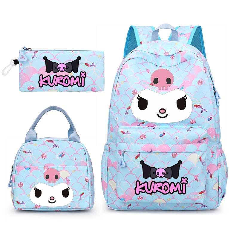 حقيبة ظهر كورومي كاواي مكونة من 3 قطع منحدر متدرج مطبوع جميل للنساء والفتيات حقائب مدرسية خفيفة الوزن للسفر كاجوال Mochilas #4