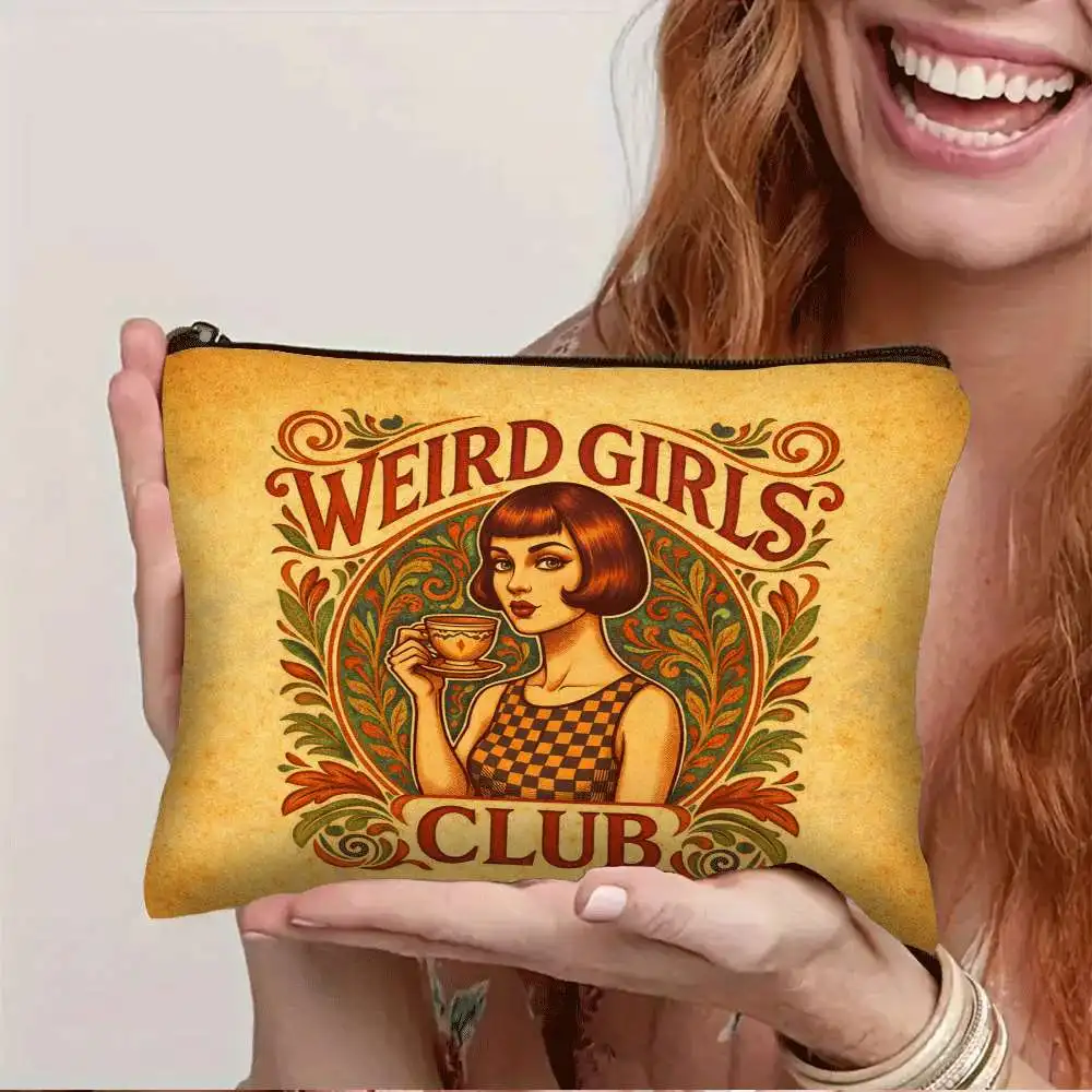 Weird Girls Club Printed Washbag Makeup Bag Lightweight and Foldable Storage Bags Multi Functional Travel Bags Party Gifts