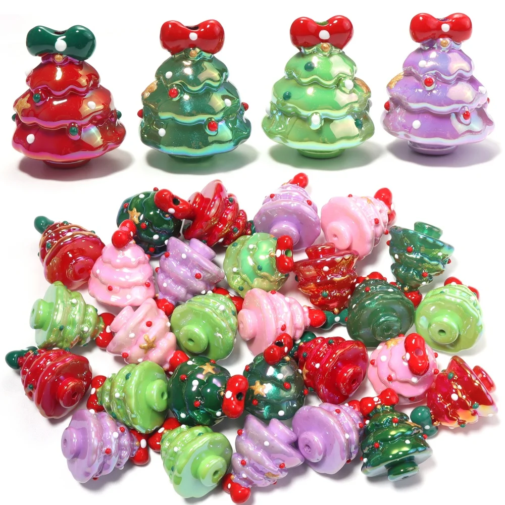 2-4Pcs/Lot Christmas Tree Acrylic Beads Ornaments Xmas Decoration for Home Tabletop Decor Creative Festival Party New Year Gifts