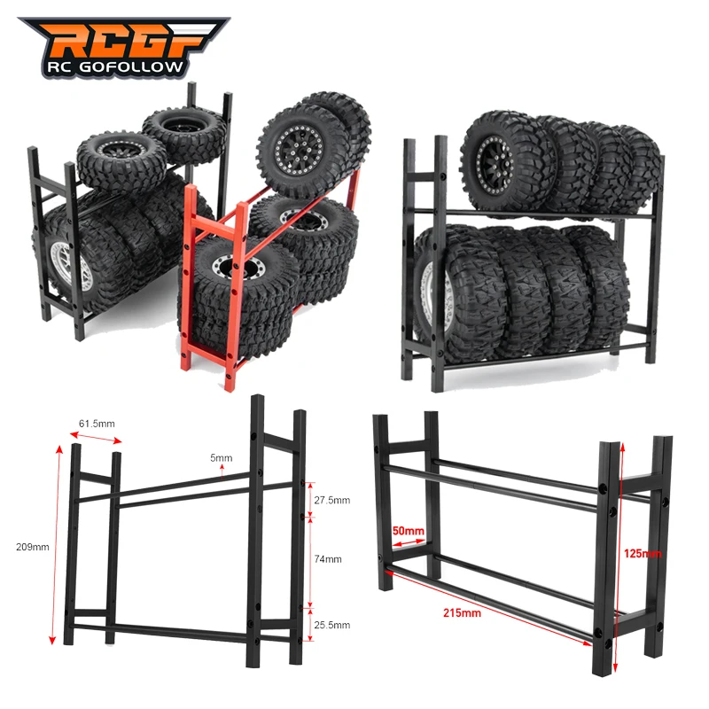 

RCGOFOLLOW Aluminum 1.0 1.9 2.2"Wheel Tires Rack for 1/10 1/18 1/24 RC Crawler Car Axial SCX10 SCX24 AX24 TRX4M FCX24 D90