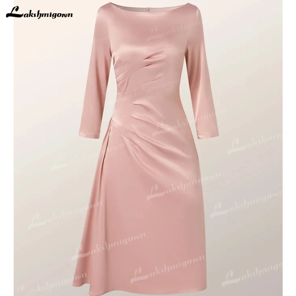 Long Sleeves Sheath Satin O-neck Mother of the Bride Dresses 2023 Women's Dresses for Party Wedding Party Dress Custom Made