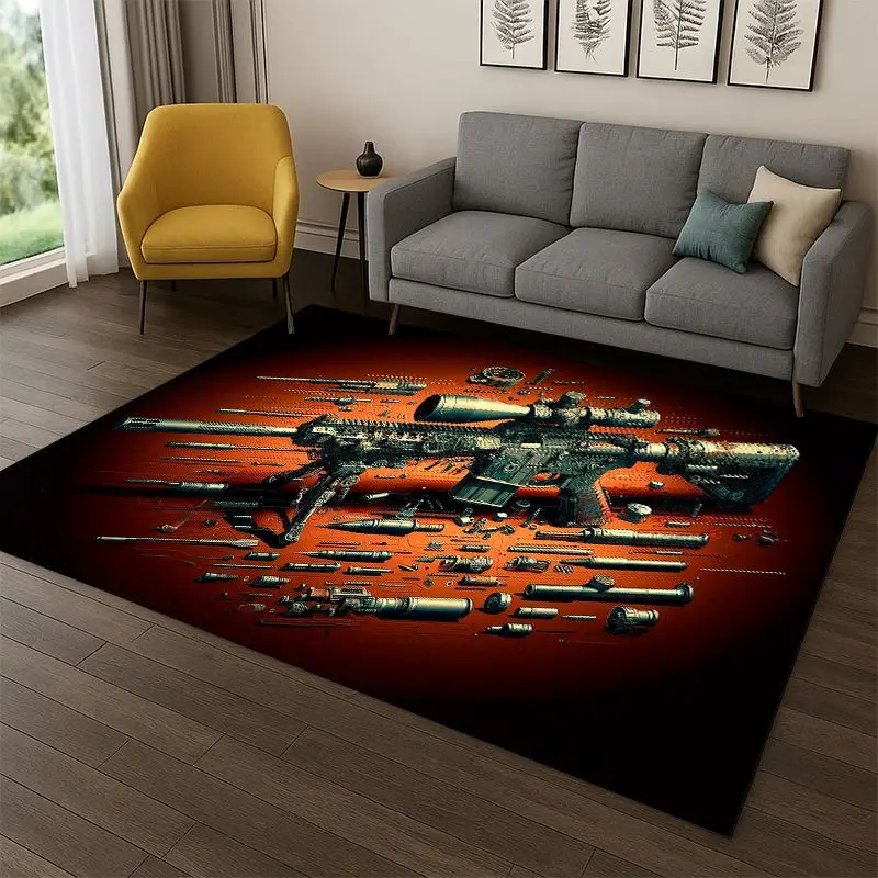Gun Pistol Ammunition Bullet Cartridge Carpet Rug for Bedroom Living Room Sofa Playroom Doormat Home Decor,Area Rug Non-slip