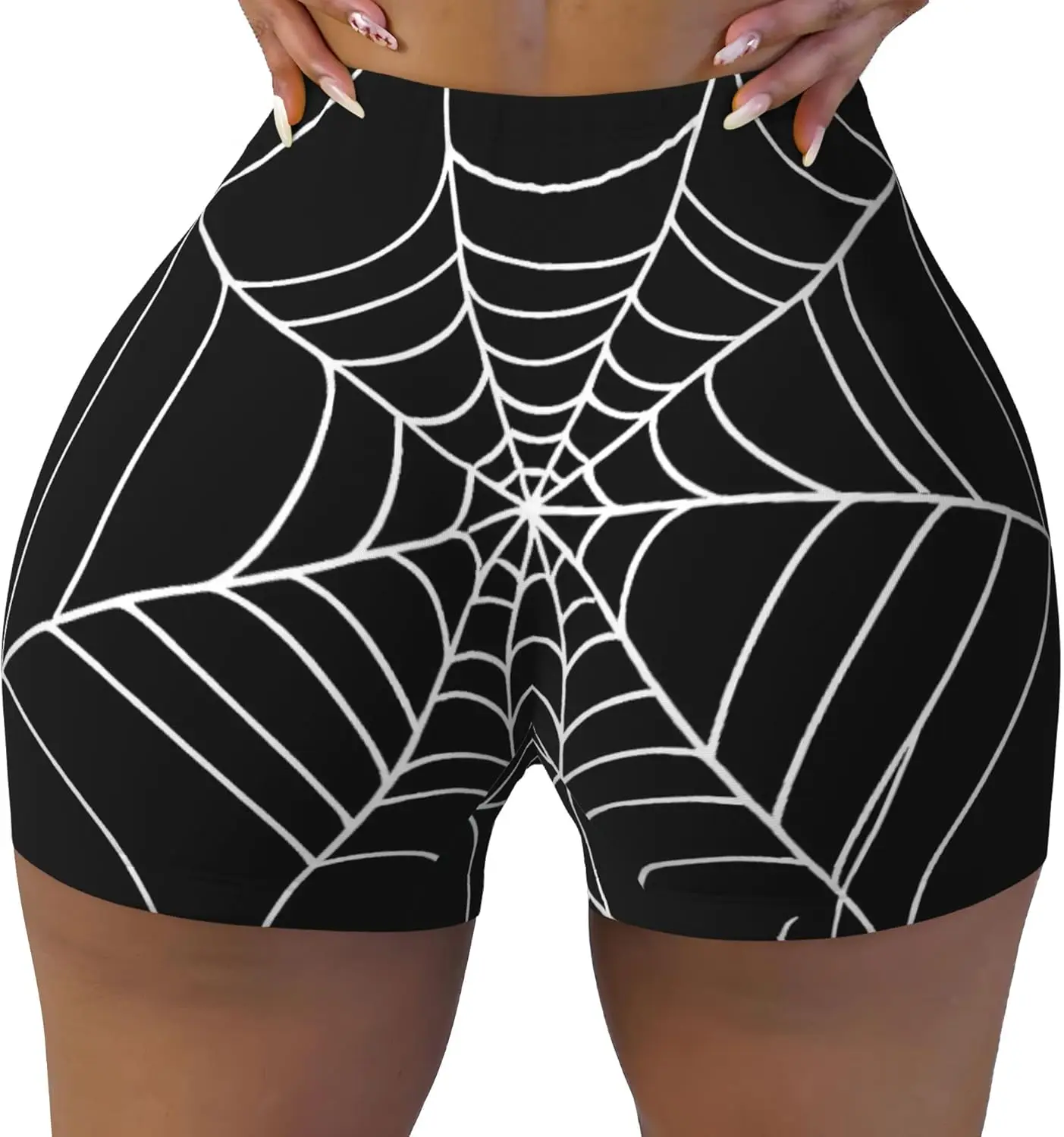 Ein Netz mit einem Spinnenmuster Damen Workout Yoga Shorts Biker Shorts Stretch Running Short Biker Shorts Damen