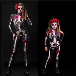 Halloween Costumes Rose Skeleton Scary Costume For Kids Girl Halloween Costume Dress Cosplay Sexy Jumpsuit Carnival Party Decor